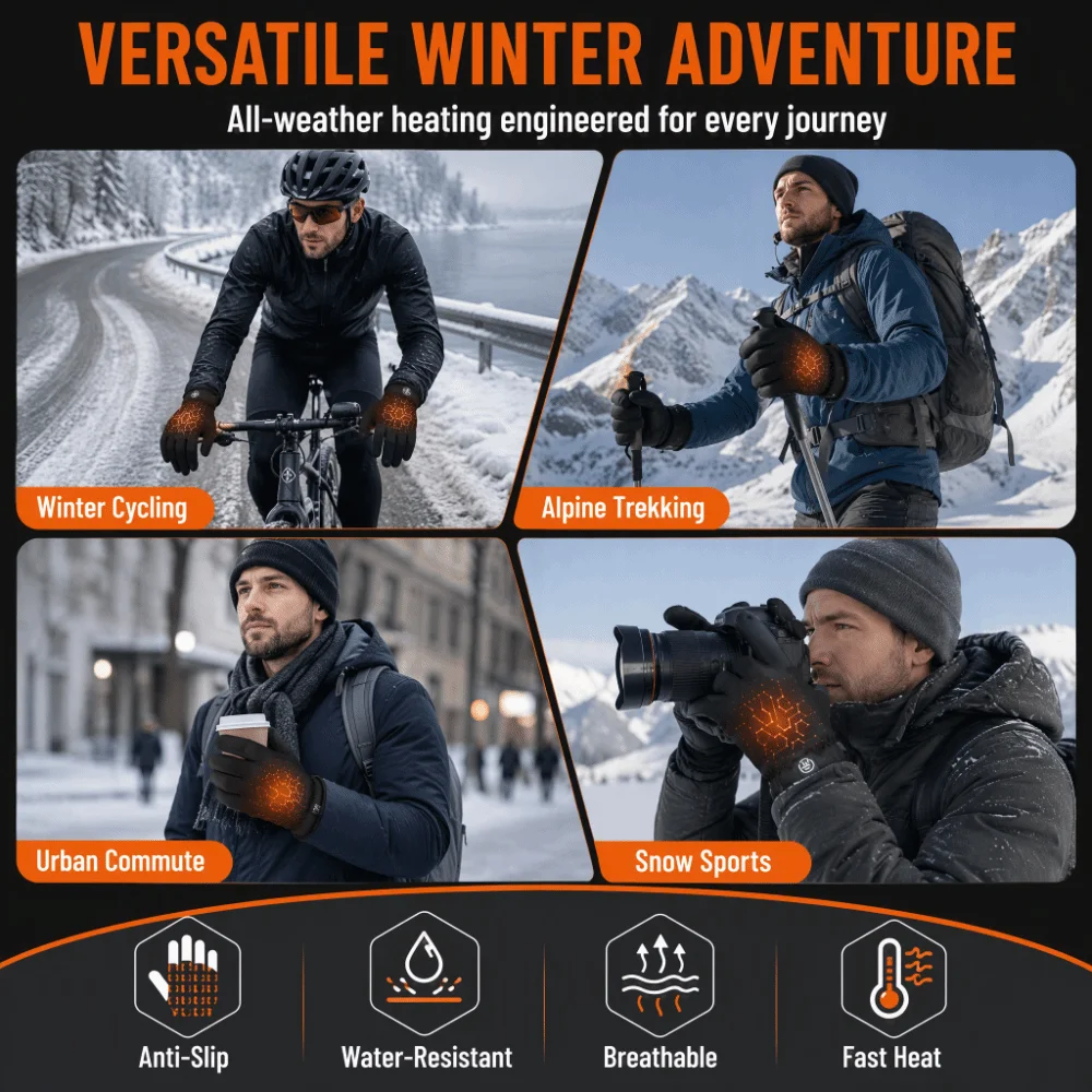 1 Level 3 Level USB Electric Heated Gloves Adjustable Temperature Solid Color Winter Heated Gloves Soft Thick