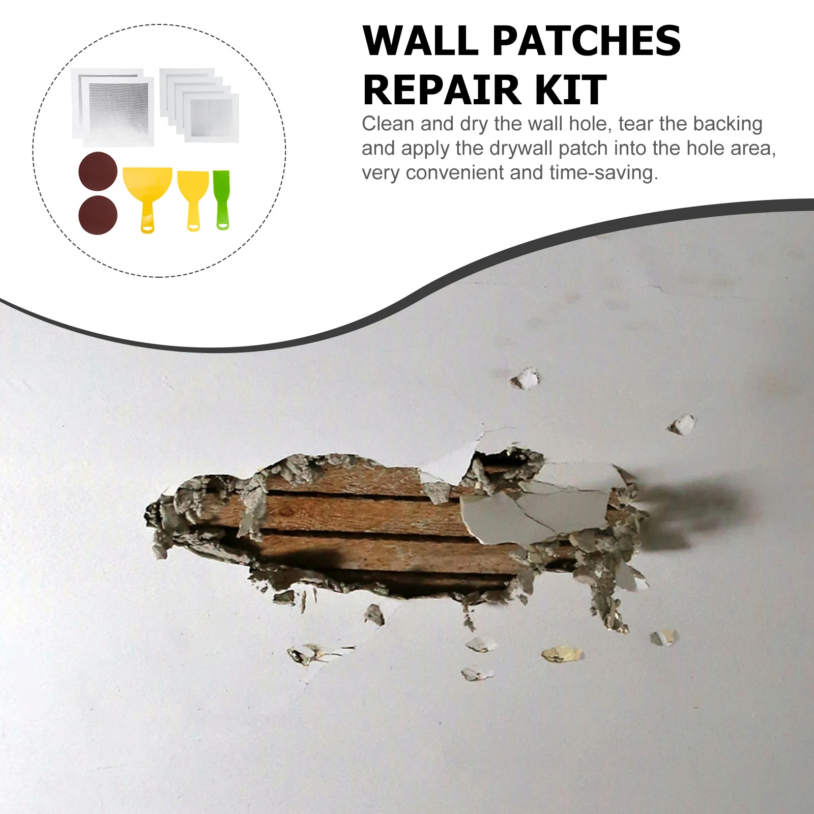 

1Set Aluminum Wall Repair Kit Drywall Patches Self Adhesive Mesh Lightweight Patch Easy Hole Repair Paste Drywall Patch