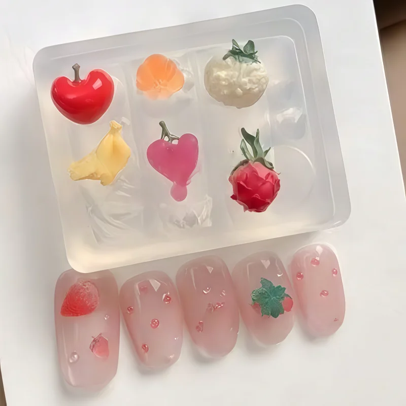 Decoraciones 3D para Uñas: Uva, Pitahaya, Plátano, Manzana, Estrella, Mariposa, Nudo. Herramientas Esenciales para Artistas de Uñas. Molde para Uñas.