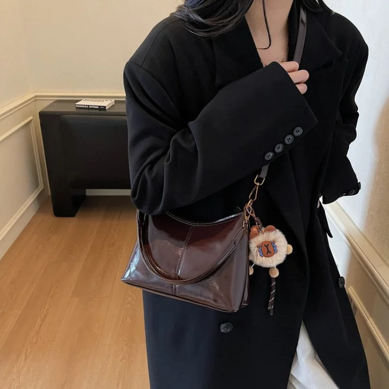 

Женские сумки из овчины из кожи с классическим гибраллетом, повседневные винтажные аккуратные легкие сумки