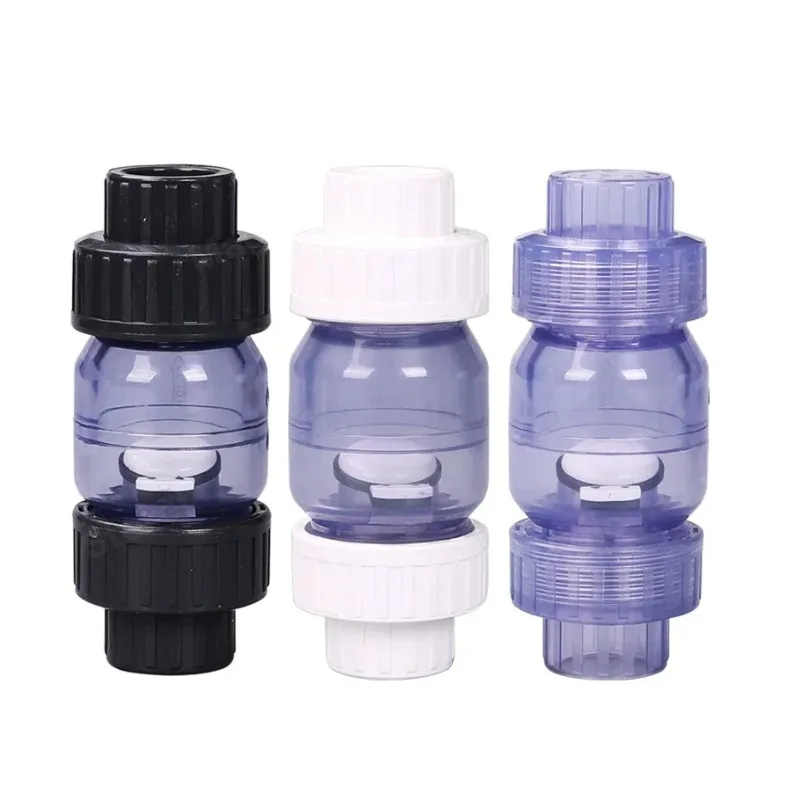 

25mm 32mm Transparent Check Valve PVC One Way Non Return Pipe Fitting Water Connector For Garden Irrigation Aquarium