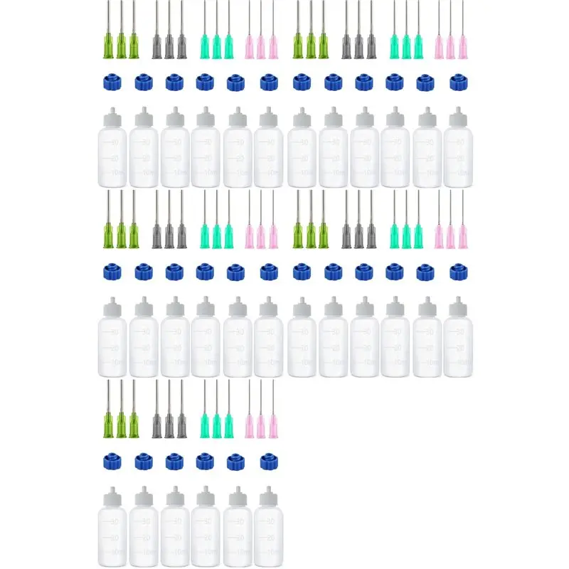 Набор из 30 флаконов-аппликаторов для клея A25I, пластиковые бутылки-капельницы объемом 30 мл с тупым наконечником-иглой 14Ga, 16Ga, 18Ga, 20Ga