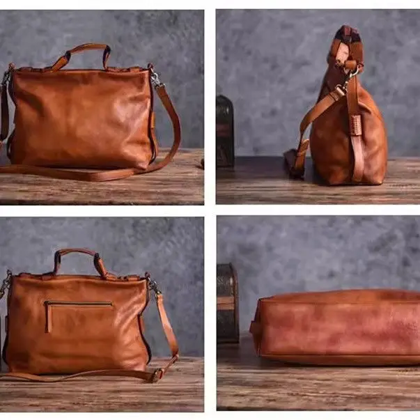 جديد فاخر البقرة جلد طبيعي رجال الأعمال حقيبة الذكور حقيبة حقيبة كتف الرجال رسول حقيبة كمبيوتر محمول #3
