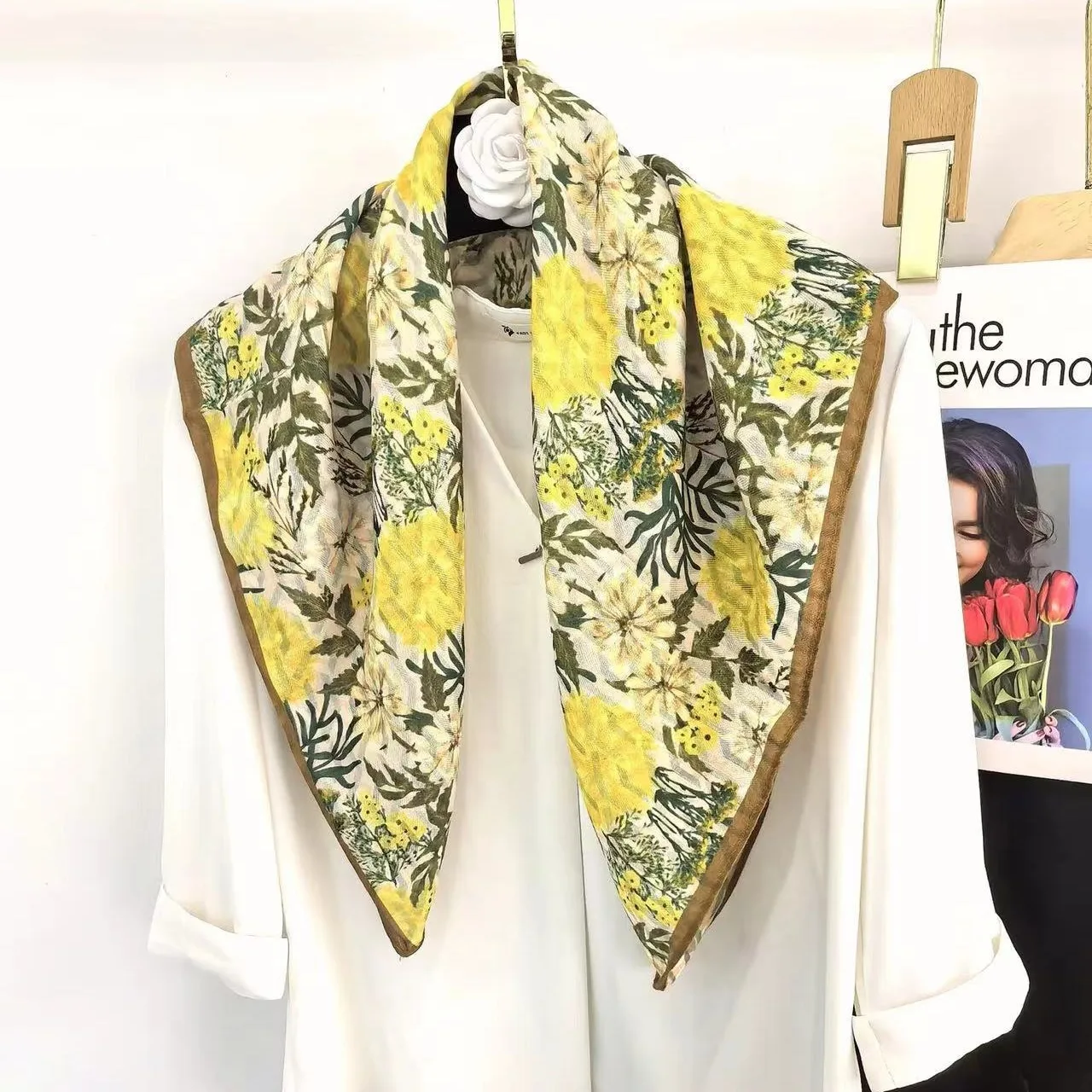 

Модный хлопковый квадратный шарф 70 см, женский банданы с цветочным принтом, женские шарфы, повязка на голову, аксессуары, носовой платок для волос