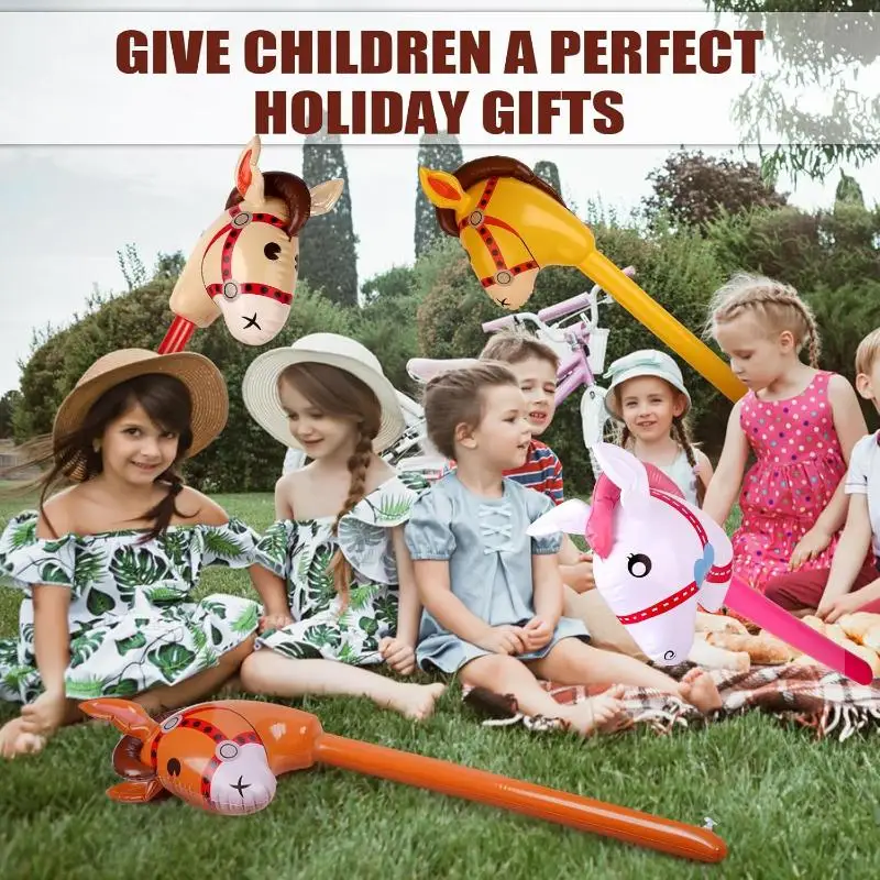 1 قطعة نفخ الحصان رئيس بالون تفجير المهر عصا لعبة هالوين لوازم الحفلات نفخ عصا لعب الأطفال