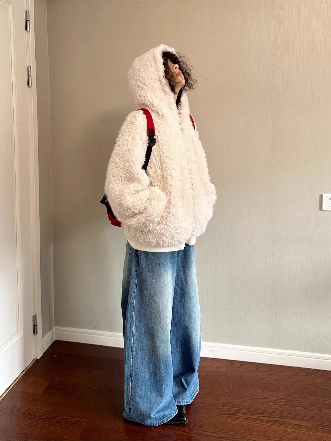 

Women Winter Coats White Lamb Fur Coat Women Winter Clothes Loose Casual Warm Hoodie Jackets Soft Glutinous Fur Jackets Top