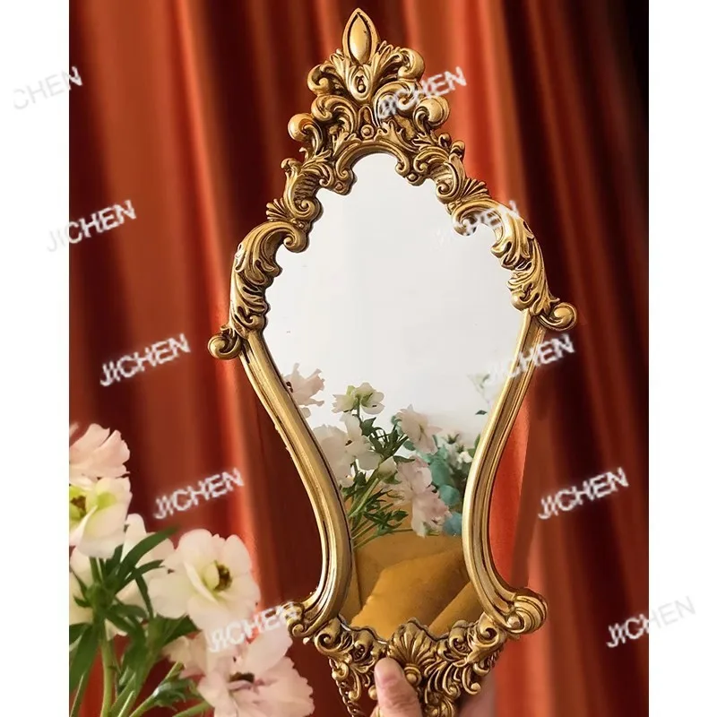 

Ретро резное косметическое зеркало, средневековый свет, роскошное настенное европейское зеркало, зеркало для макияжа, комбинация декоративной живописи с