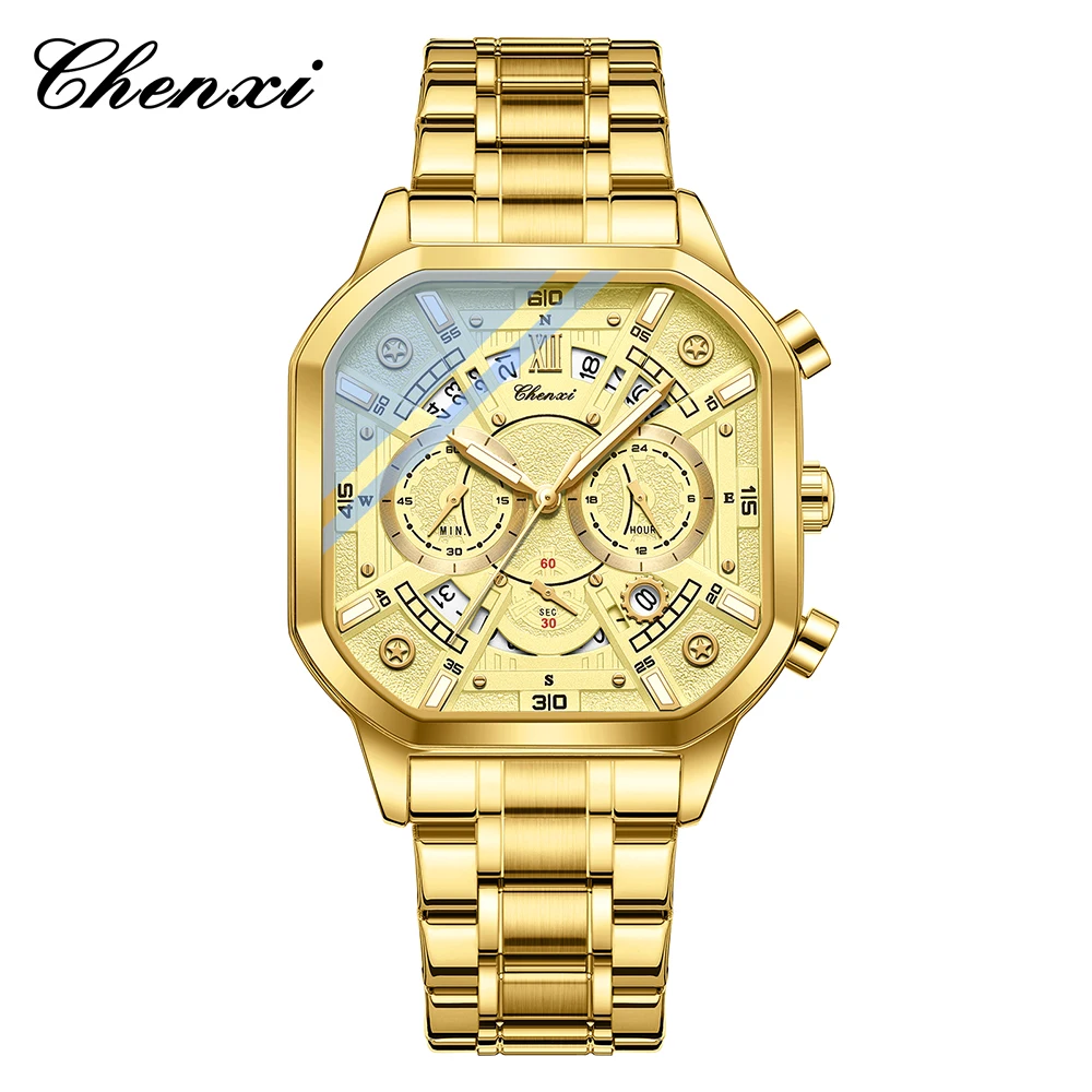 chenxi-original-brand-watches-for-man-luxury-golden-square-watch-chronograph-43mm-dial-date-luminous-waterproof-stainless-steel