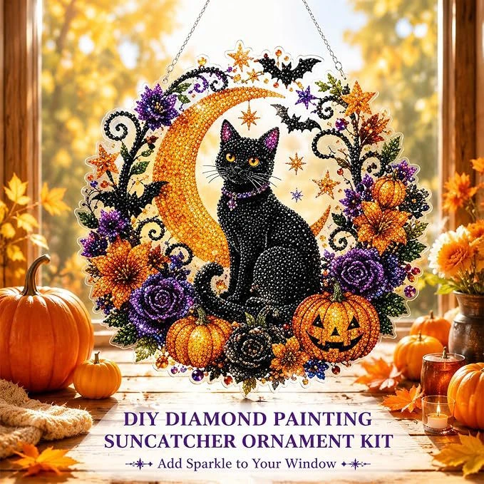 Halloween-Geisterperlen-DIY-Bastelset, Perlen-Malset für Erwachsene, Herbst-Dankes-Perlen-Diamant-Malerei, Ausgefallener Niedlicher Stil; Kann für Herbstdekorationen, Wandbehänge, Bastelsets für Erwachsene, 3D-Perlenst – Detail 7