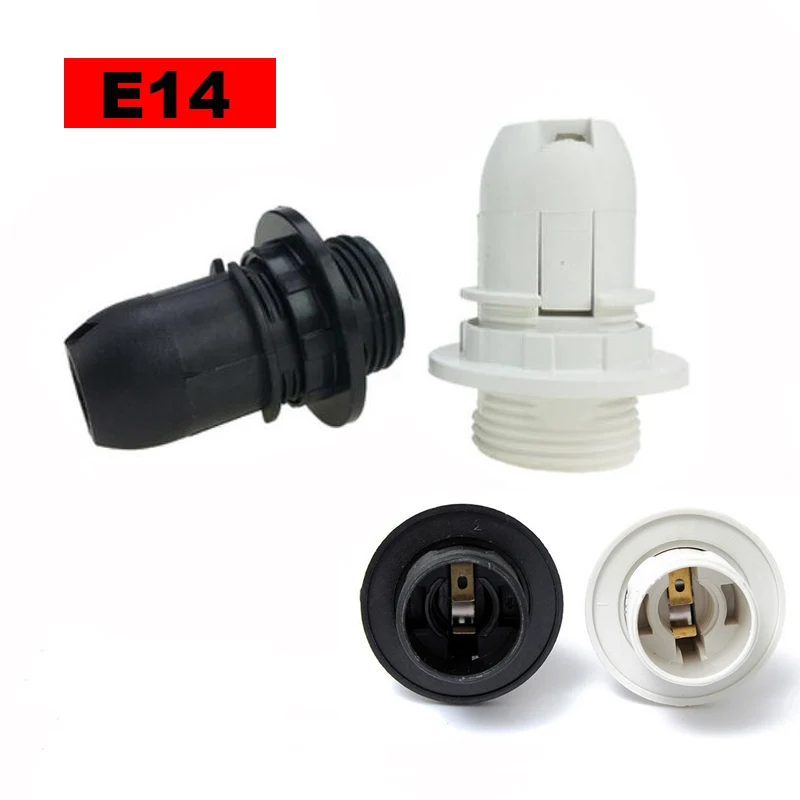 Mini Screw E14 M10 Light Bulb Lamp Base Holder Pendant Socket Lampshade Collar 220V 110v Black/White D2