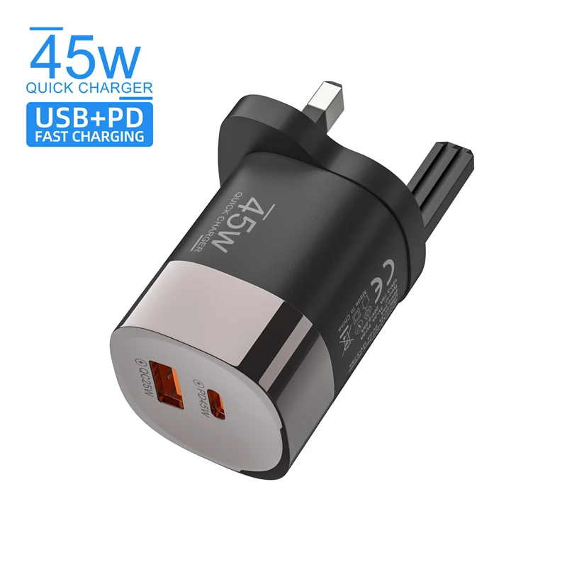 Lenovo Multi-Port 45W A+C Ladegerät QC3.0 Schnellladegerät PD20Q 5V/2A Tragbarer Netzadapter EU/US/UK-Stecker für iPhone iPad