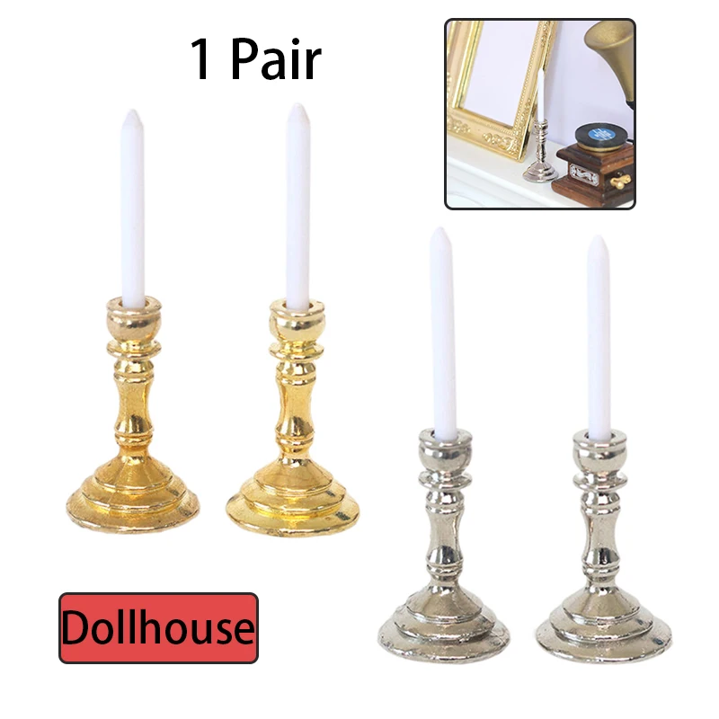 1 paio 1:12 portacandele in miniatura per casa delle bambole candeliere candelabri modello decorazioni per la casa giocattolo accessori per casa delle bambole