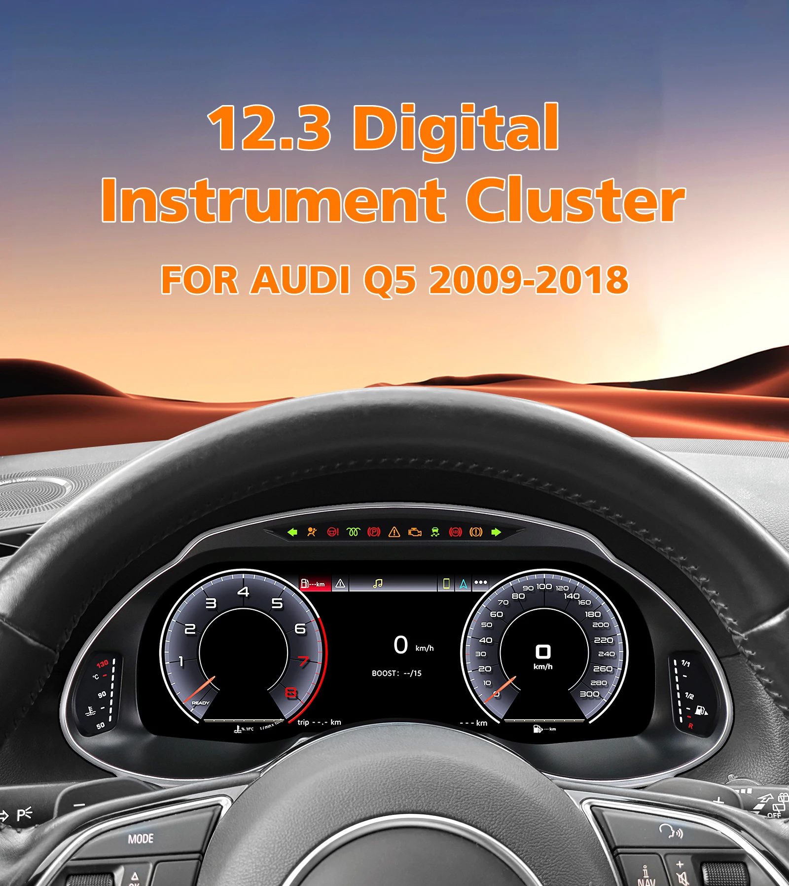 Auto-Armaturenbrett-Cluster für Audi Q5 2009-2018 Android Auto Carplay Panel Tachometer Cockpit-Anzeigen Armaturenbrett 12,3 Zoll Digitales Display
