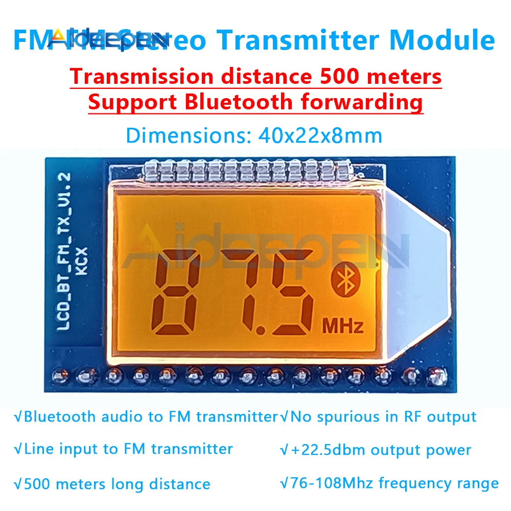 FM Stereo Audio Transmitter Circuit Board Module Bluetooth Forwarding Distance 500m 76-108MHz FM Station Digital Display Module image 4