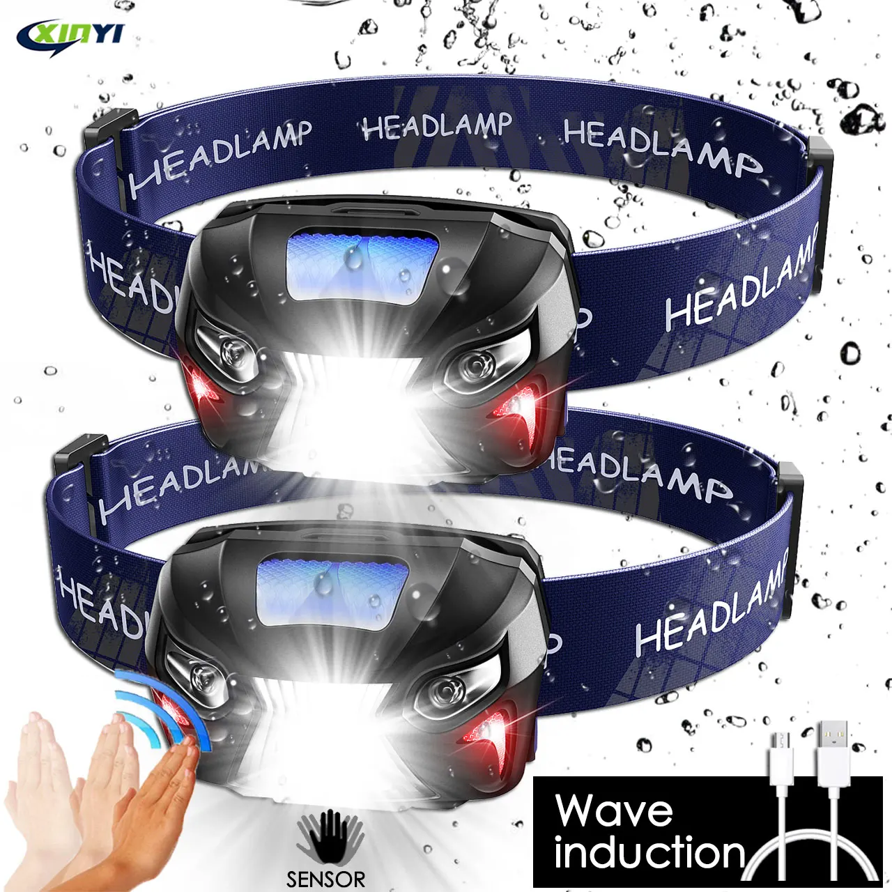 

MINI LED Headlamp USB Rechargeable 10000Lm Powerfull LED Headlight Body Motion Sensor Head Flashlight Camping Torch Light Lamp