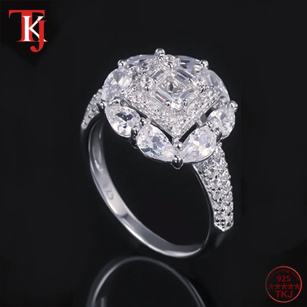 

TKJ Fashion Forever Promise 925 Sterling Silver Zircon Engagement Wedding Women's Cocktail Party Fine Jewelry Gift