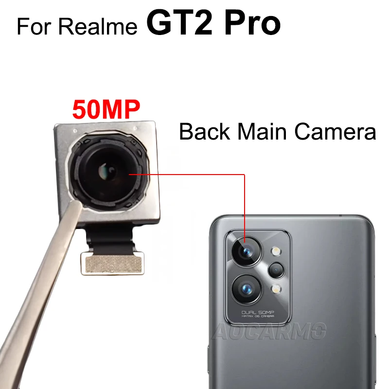 Aocarmo For Realme GT2 Pro Front Facing Camera Back Rear Primary Ultra Wide Angle Camera Module Flex Cable Repair Parts