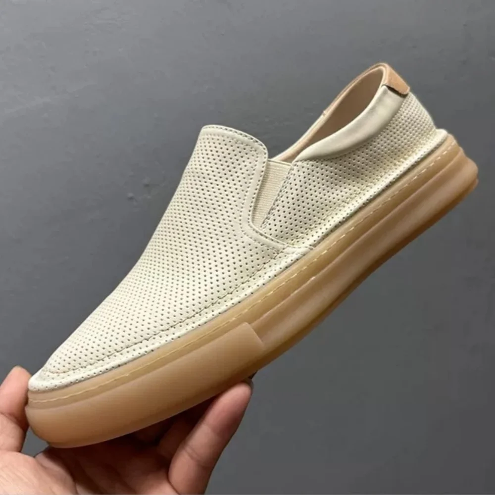 

QHCCID slip-on casual loafers made of soft cowhide, thin and breathable for men