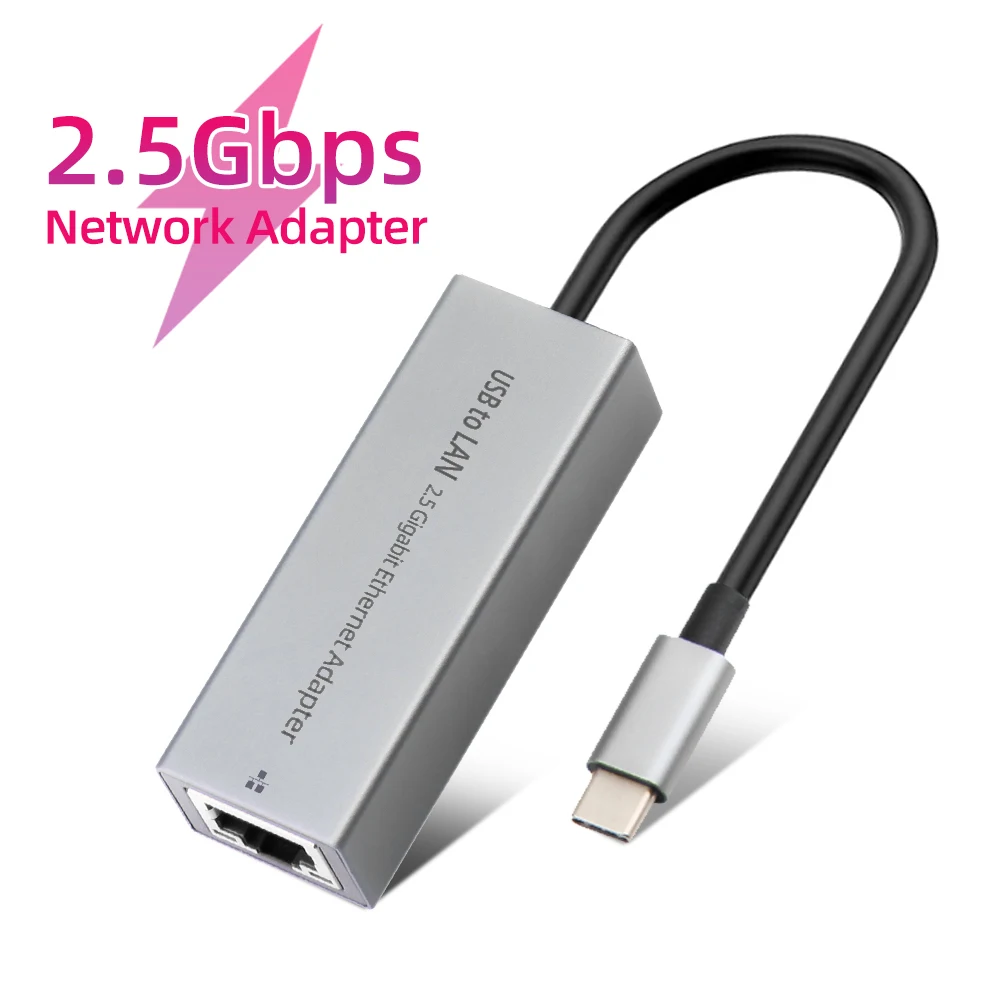 2.5G USB 이더넷 어댑터, 2500Mbps USB3.0 C타입 to RJ45 랜 유선 이더넷 기가비트 어댑터, 맥북 아이패드 프로용 네트워크 카드