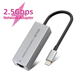 2.5G USB Ethernet Adapter 2500Mbps USB3.0 Type C to RJ45 Lan Wired Ethernet Gigabit Adapter Network Card for MacBook iPad Pro