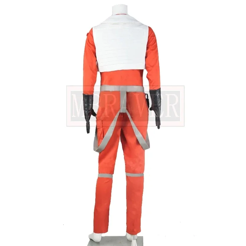 The Force Awakens Cosplay Poe Dameron Costume X-wing Pilot Uniform Outfits Orange Jumpsuit Halloween