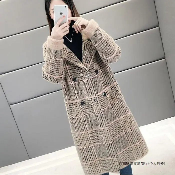 Imitation Mink Fur New Autumn And Winter Mid Length Mom Jacket Korean Version Loose Women's Thick Cardigan Large Size