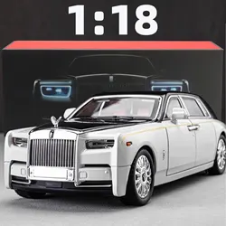 Rolls-royce Phantモデルカー、亜鉛合金、プルバックトイ、サウンドとライト付きのダイキャストカー、リアルなモデリング玩具、1:18