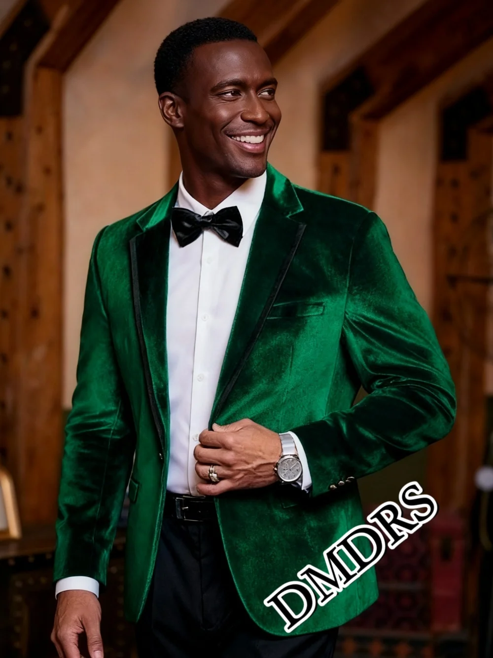 DMDRS Set completo da uomo classico monopetto formale per matrimonio Set completo da uomo elegante da lavoro 3 pezzi (giacca, gilet, pantaloni)