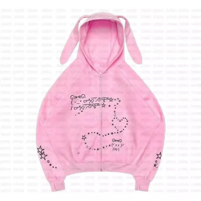 Americano retro pequeno gato bordado zíper hoodie feminino y2k rua moda tendência moletom com capuz casal casual solto hoodie