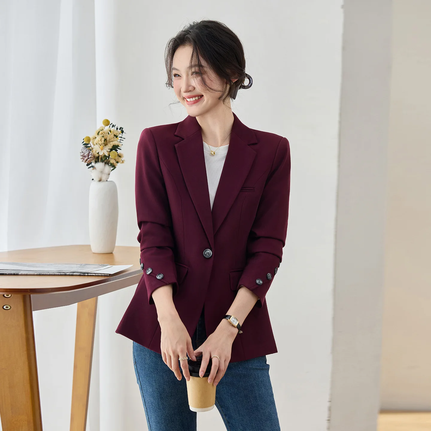 Women's Suit Jacket 2026 Spring Autumn High-grade Casual Female Blazer Coat Solid Temperament Korean Version Ladies Outerwear