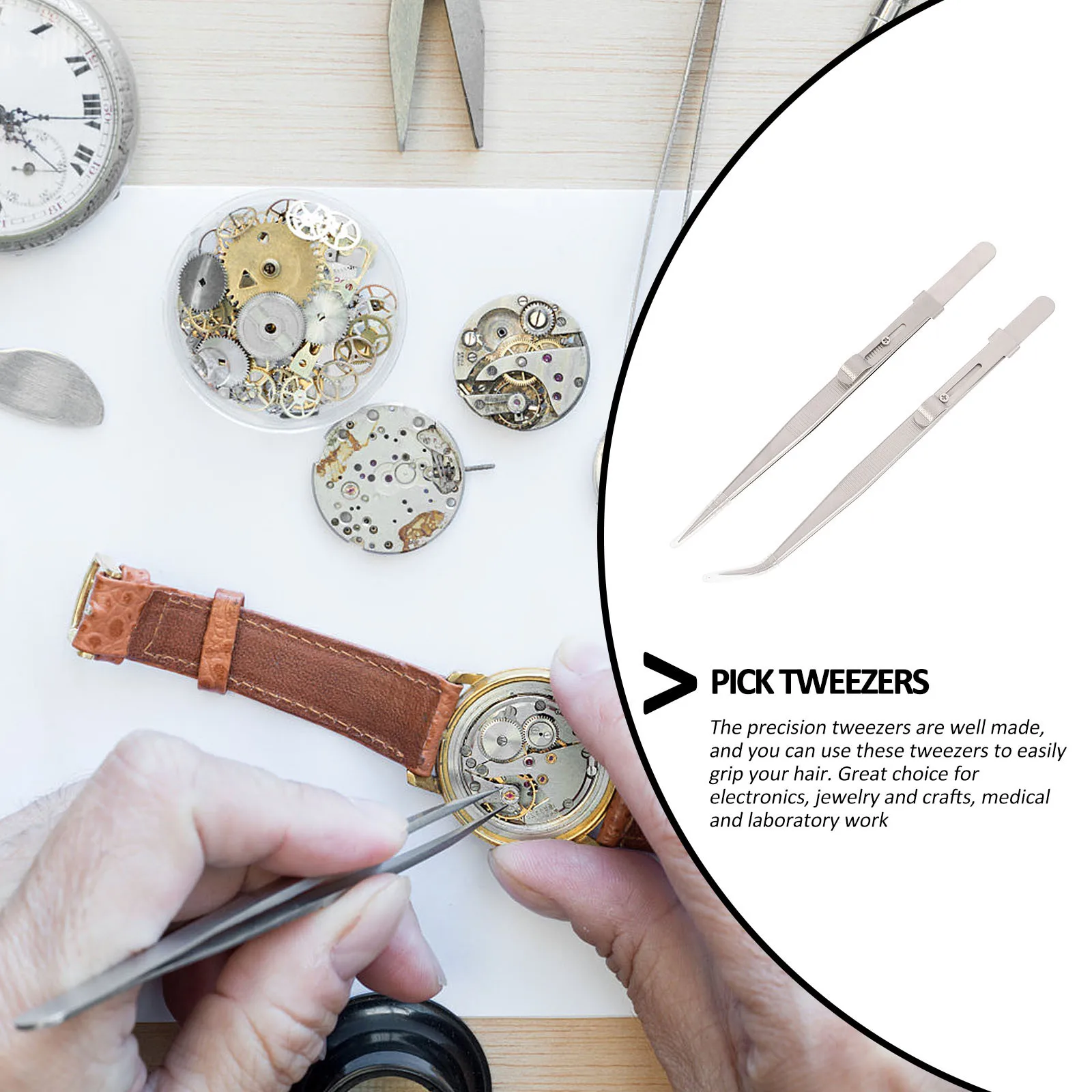 2 قطعة ملاقط من الفولاذ المقاوم للصدأ الدقة متعددة الأغراض مجوهرات مختبر طبي الاستاتيكيه غير قابل للتآكل اختيار قابل للتعديل