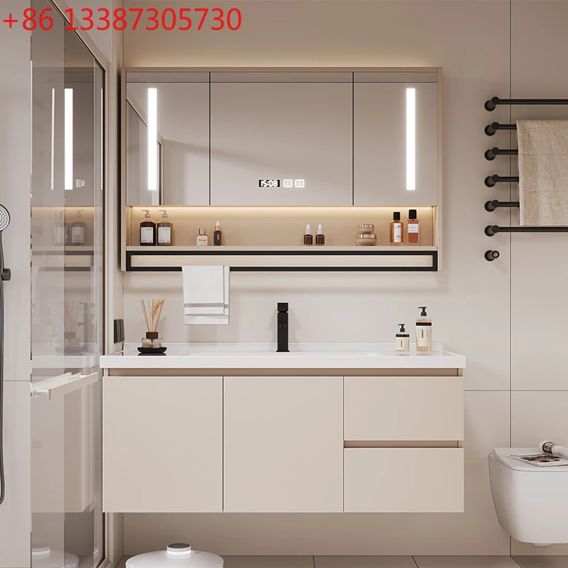 

Luxury Gloss Bathroom Cabinet Classic European Cheap White Bathroom Cabinet Storage Mirror Smart Meuble Salle De Bain Furniture