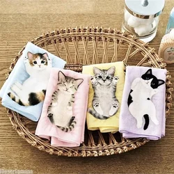 Japanese Small Milk Cat Hand Towel Portable Sweat Catty Pocket Handkerchief Towels Bath Square Towel for Baby Washcloth