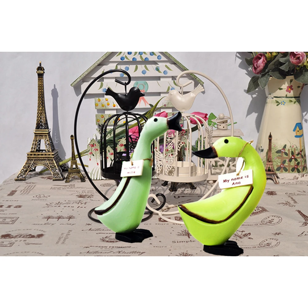 

Painted Duck Mini Wooden Vintage Home Decoration Set For Desk Room Kids Play Wood Carved Animal Collection