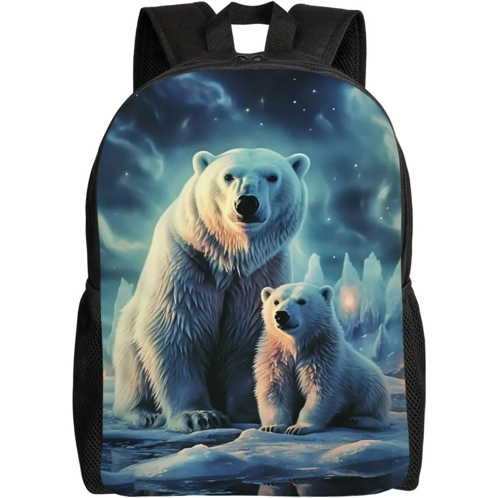 

Polar Bears Northern Lights Laptop Backpack For Women Men College Backpack Work Business Computer Bag Lightweight Bookbag
