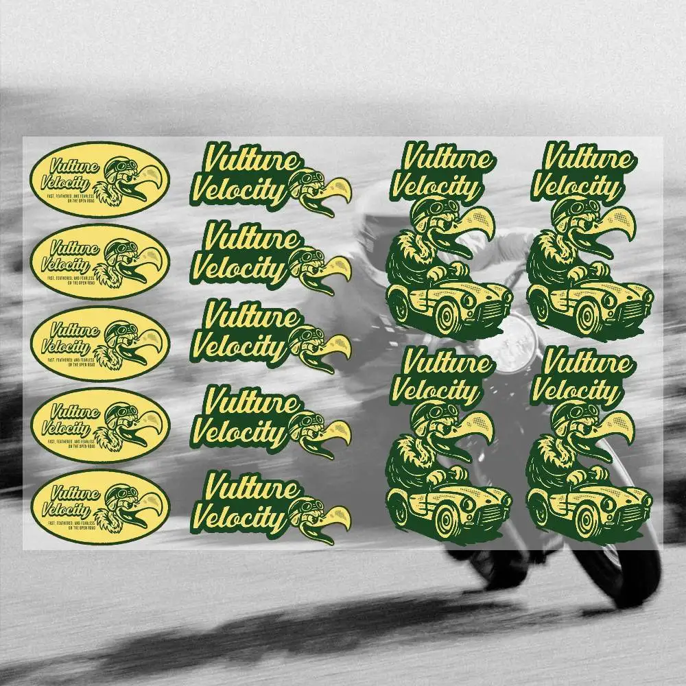 

Retro Motorcycle Rider Decal Set High Quality Printed and Cut Stickers Motorcycle Sticker