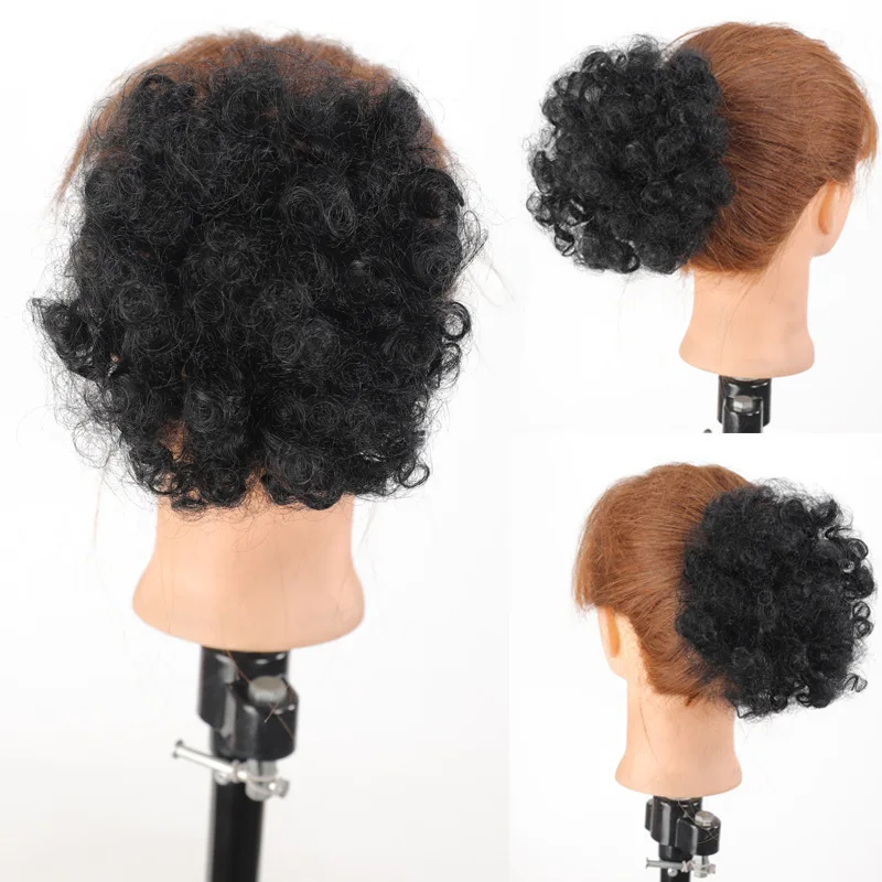 Synthetic Kids Claw Clip Mini Afro Puff Hair Bun Kinky Curly Little Girls Afro Ponytail Hair Extensions Daily Hair Accessories