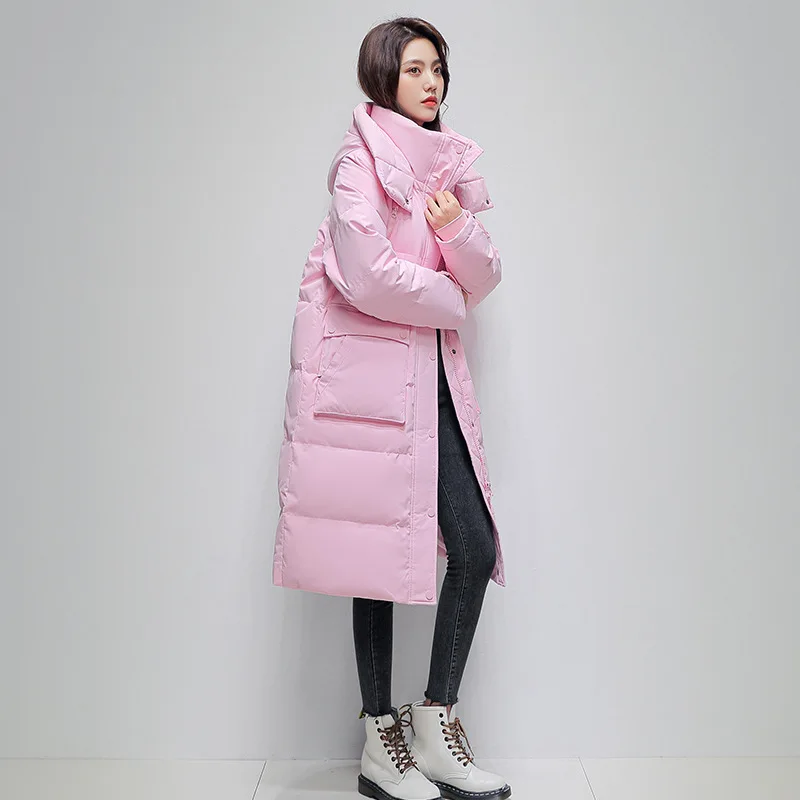 Modelos femininos outono inverno topos jaqueta para baixo casaco 90% pato para baixo exterior usar longo engrossado individualidade versátil magro macio