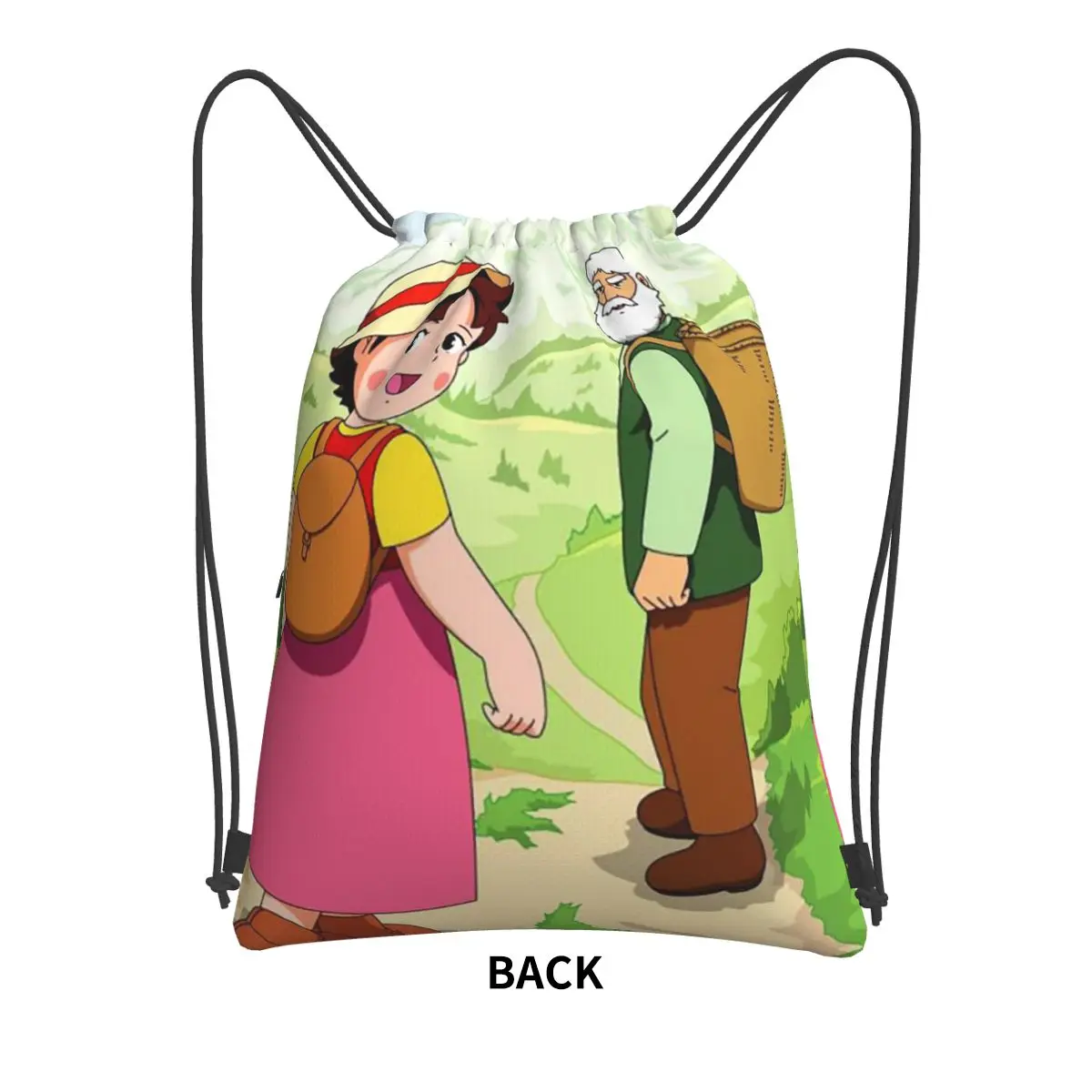 Anime Heidi Girl Of The Alps Peter Grandpa Backpacks Fashion Drawstring Bundle Pocket Sundries Bag Book Bags for Travel Students