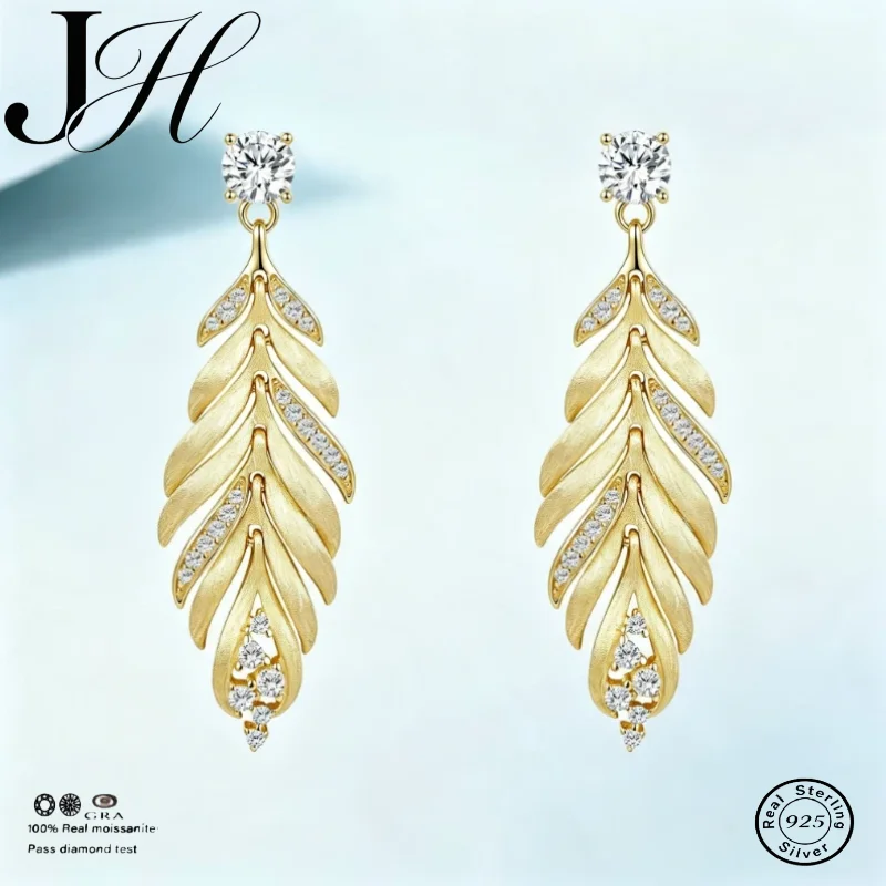 JoiasHome 100% Real 925 Sterling Silver Earrings For Women With EmeraldCut Moissanite Charm Classic Elegant Female Fine Jewelry