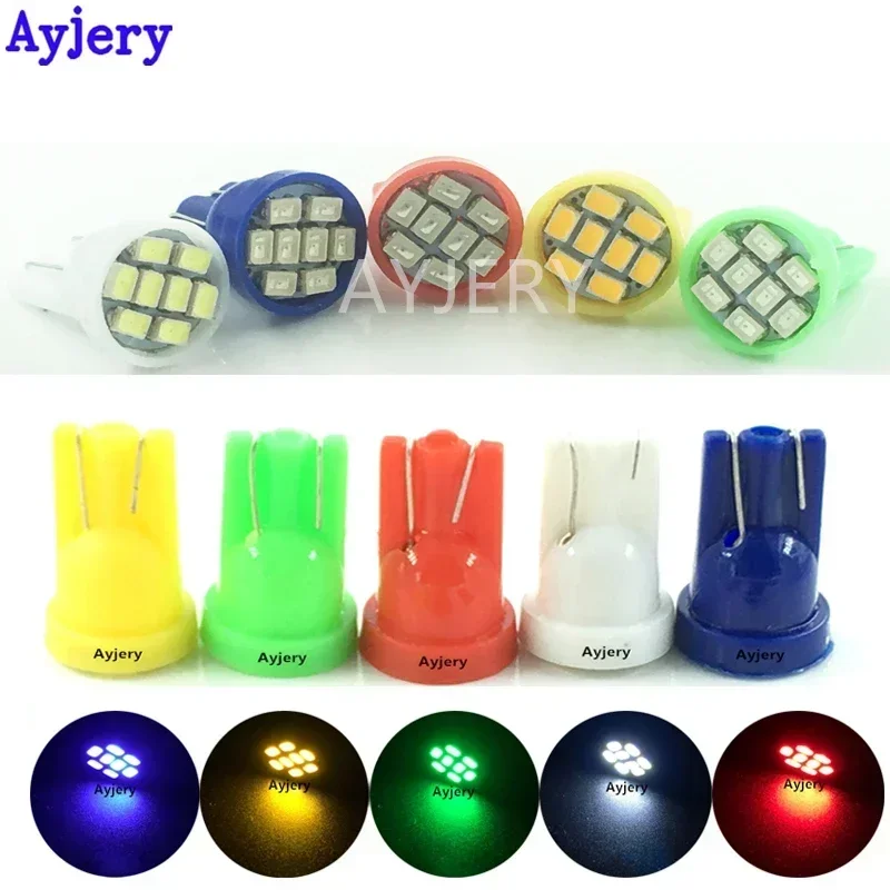 

AYJERY 500PCS T10 Led 194 168 1206 8 SMD 12V DC Car Lighting Auto Bulbs License Plate Lights Interior Light White Blue Yellow