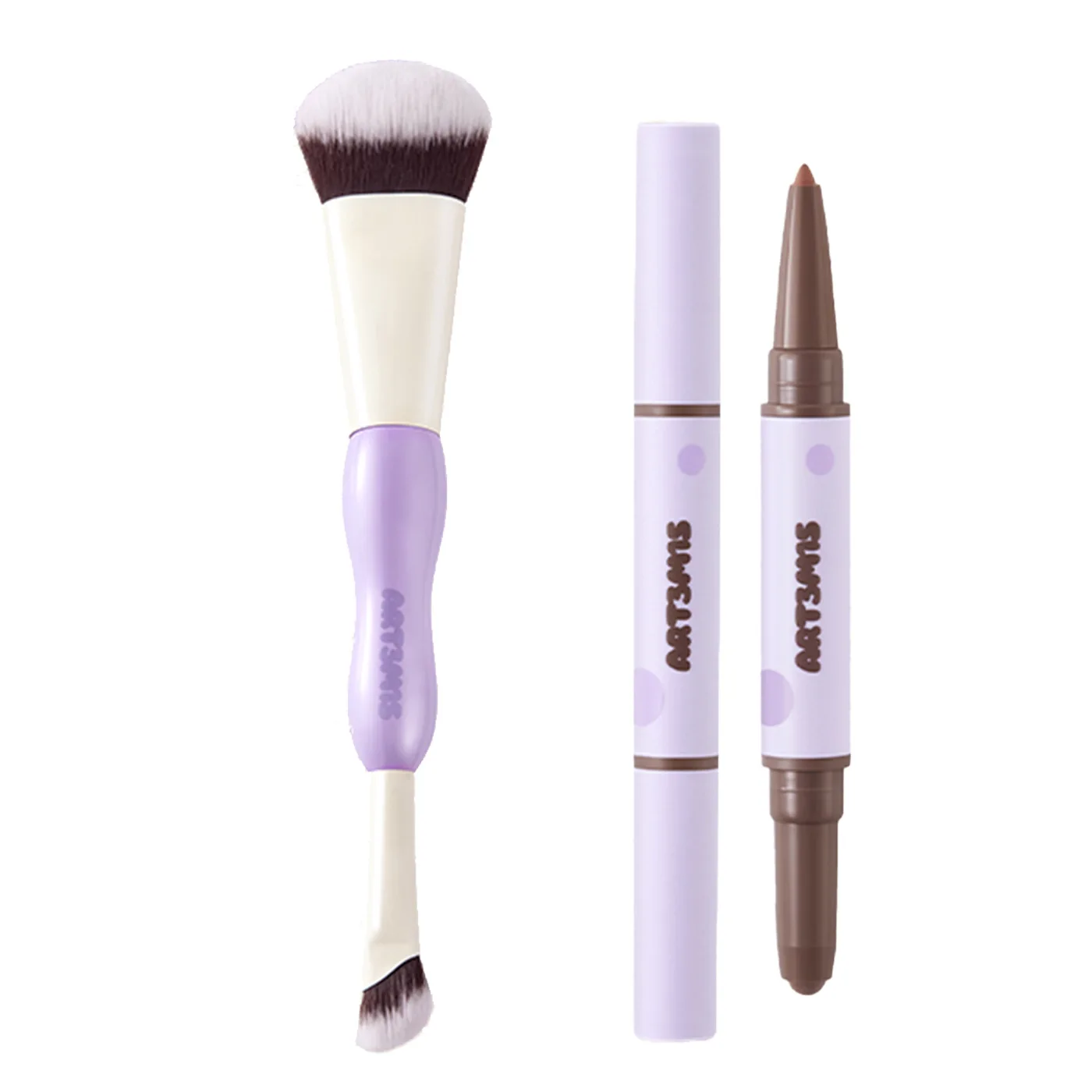 ART3M1S ダブルヘッド輪郭ペン輪郭ブラシ 3D 立体輪郭シャドウアイカイコメイクブラシ