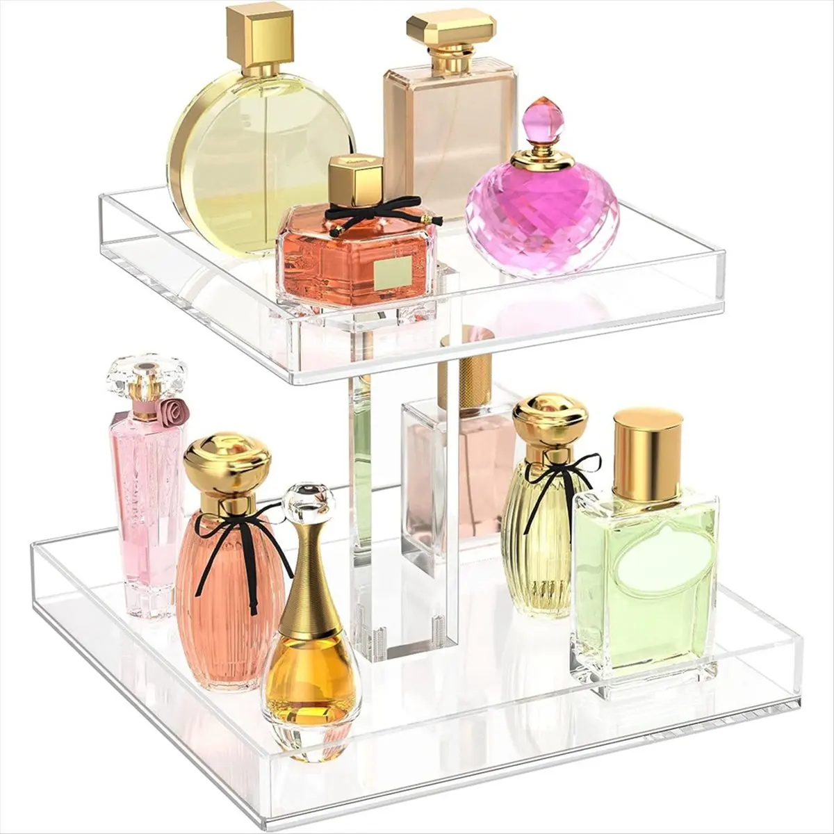 Delighted- 2-Tier Perfume Organizer for Dresser and Countertop, Sturdy Acrylic Bathroom Organizer Countertop Cosmetic Storage