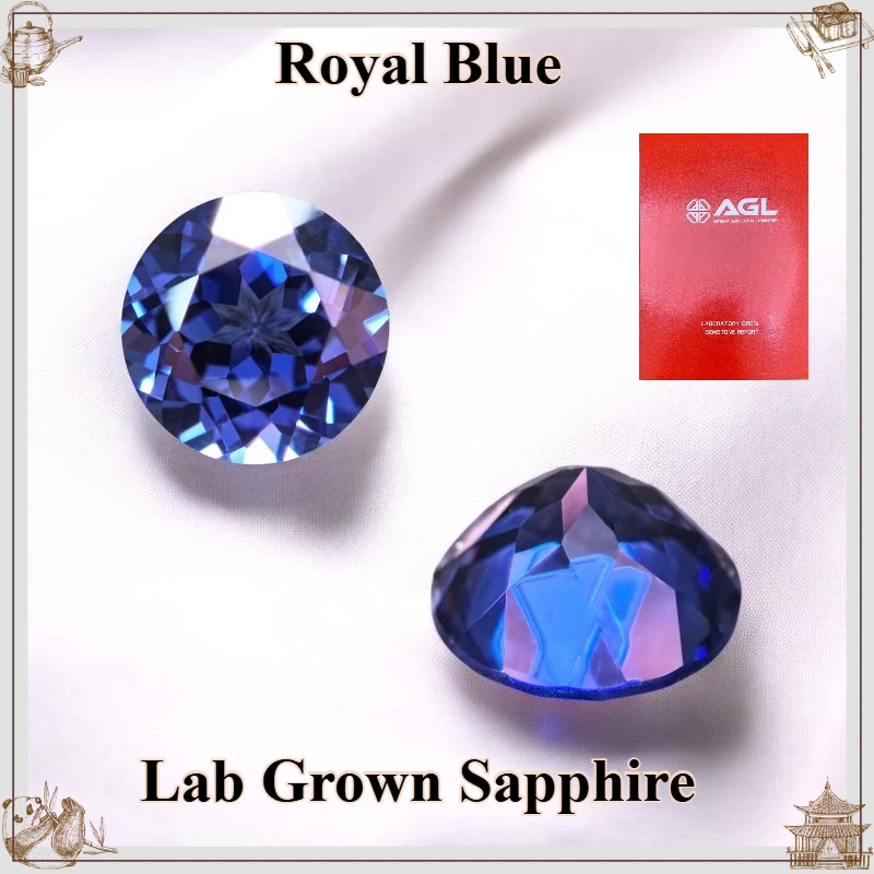 

Blue Sapphire Gemstone Lab Grown Sapphire Royal Blue Round Cut High Quality Wholesale Synthetic Gemstones