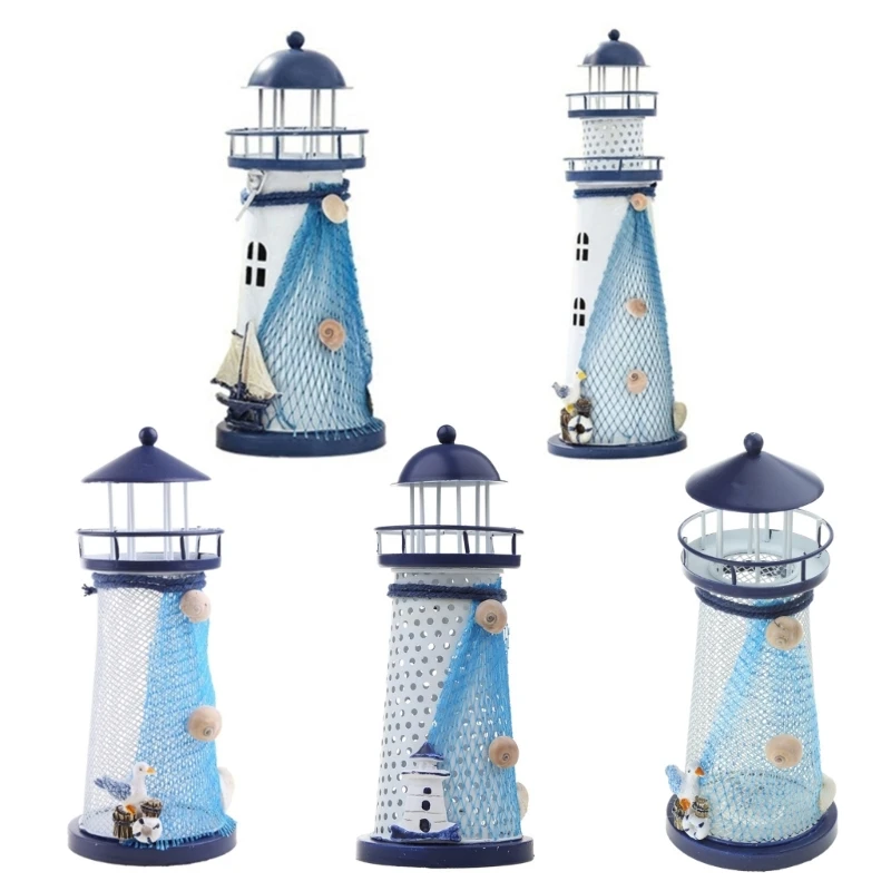 Handmade Metal Lighthouse Color Change Flashing LED Lamp Fine Craft Table Decor