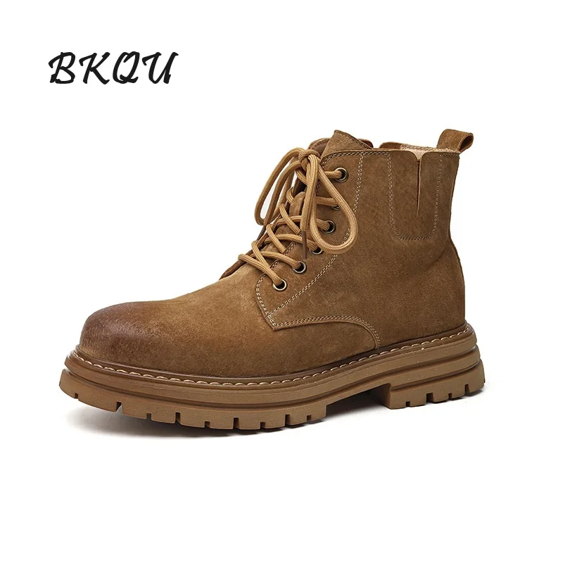 BKQU-Botas curtas masculinas High Street Wind Chelsea, sapatos de lazer no deserto, nova tendência, tendência da moda, sola de borracha, 2024