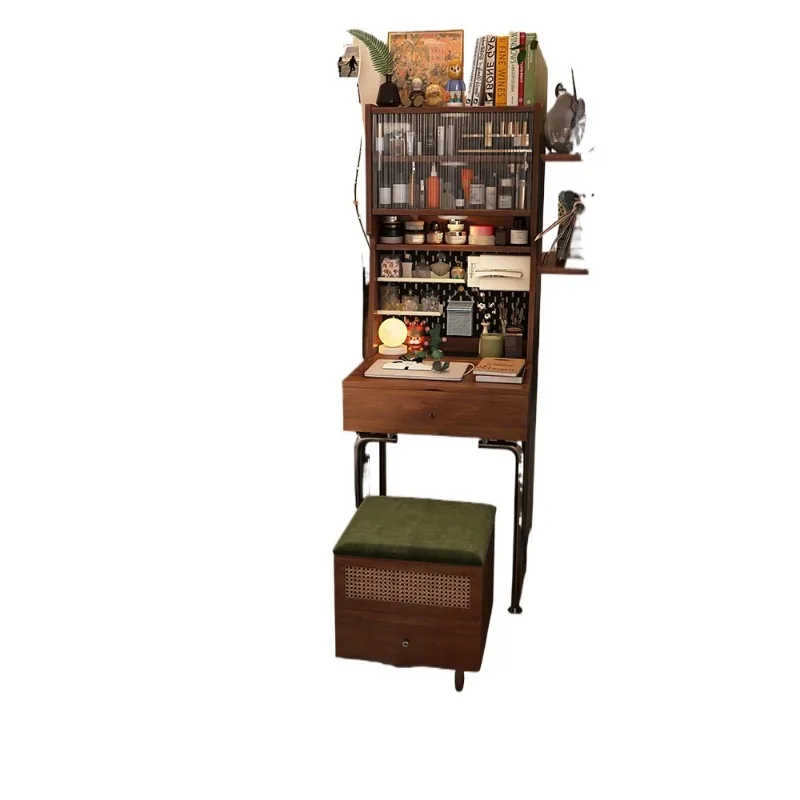 

Medieval dresser, solid wood small mini bedside table, integrated bedroom 50cm flip-top makeup table