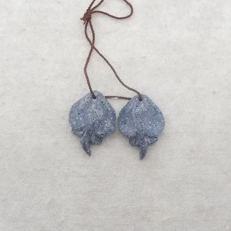 

Серьги B&F ручной работы с синим кораллом, натуральные камни, бусины для изготовления ювелирных изделий, 27x19x7 мм, 4,2 г