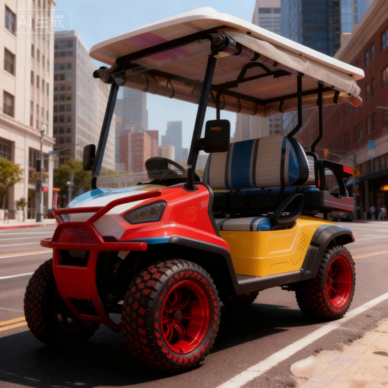 عربة جولف كهربائية صديقة للبيئة بمقعدين 2/4/6/8، محرك واحد 48 فولت 5000 وات، عربة جولف كهربائية هادئة