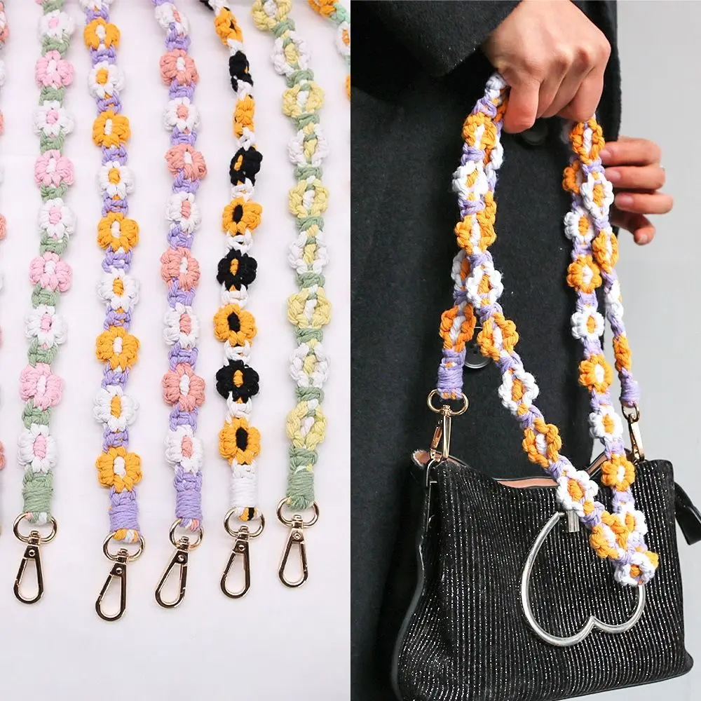 

Shoulder Strap Braided Flower Cell Phone Strap Handmade Cotton Weaving Crossbody Bag Strap Bag Chain Bag Accessories